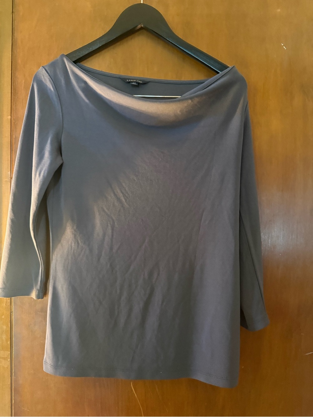 Lands' End Slate Gray Boatneck Long Sleeve Top